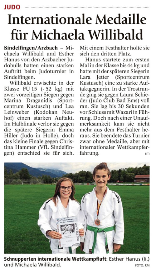 Internationale Medaille für Michaela Willibald